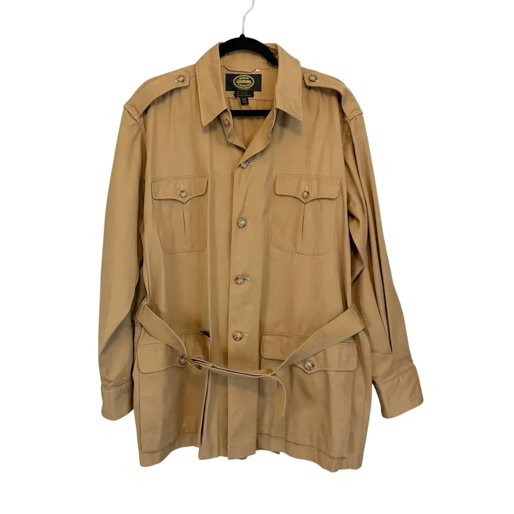 Orient Express Safari Field Jacket Mens 46 Tan Vintage Cotton Military Gorpcore